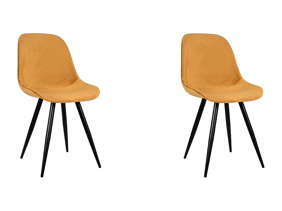 Chaise de salle à manger Capri - Ocre - Velours - Lot de 2
