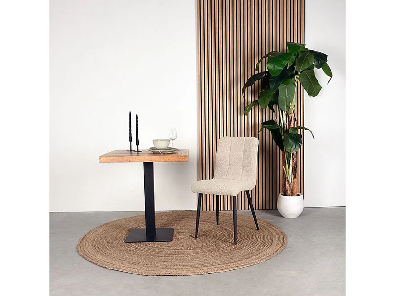 Chaise de salle à manger Sam 57x45x86 cm - Sable - Tissu - Lot de 2