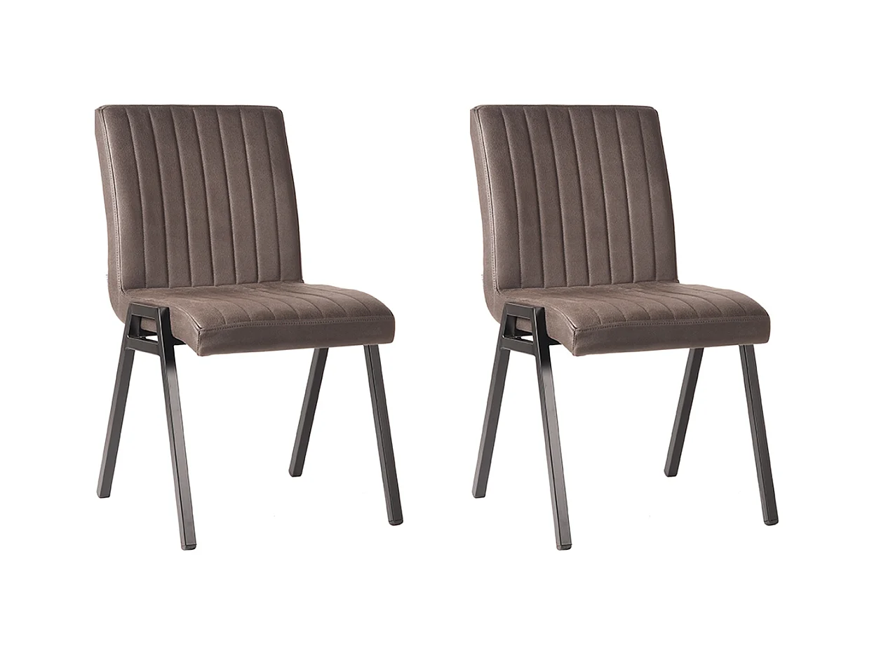 Chaise de salle à manger Matz - Anthracite - Microfibre - lot de 2