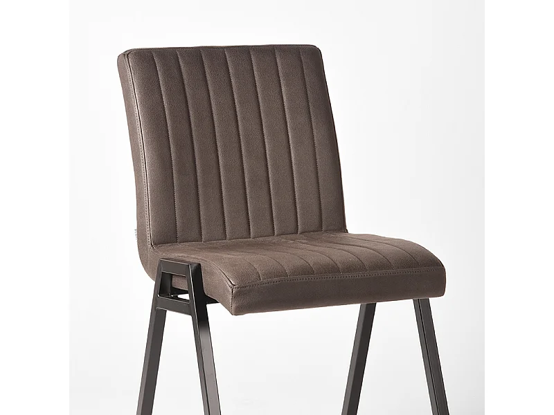 Chaise de salle à manger Matz - Anthracite - Microfibre - lot de 2