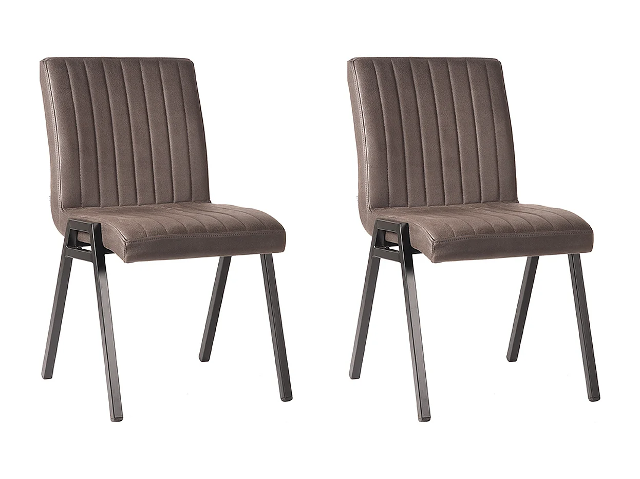 Chaise de salle à manger Matz - Anthracite - Microfibre - lot de 2