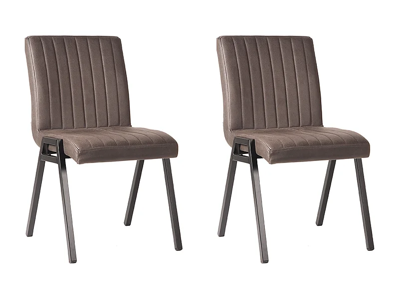 Chaise de salle à manger Matz - Anthracite - Microfibre - lot de 2