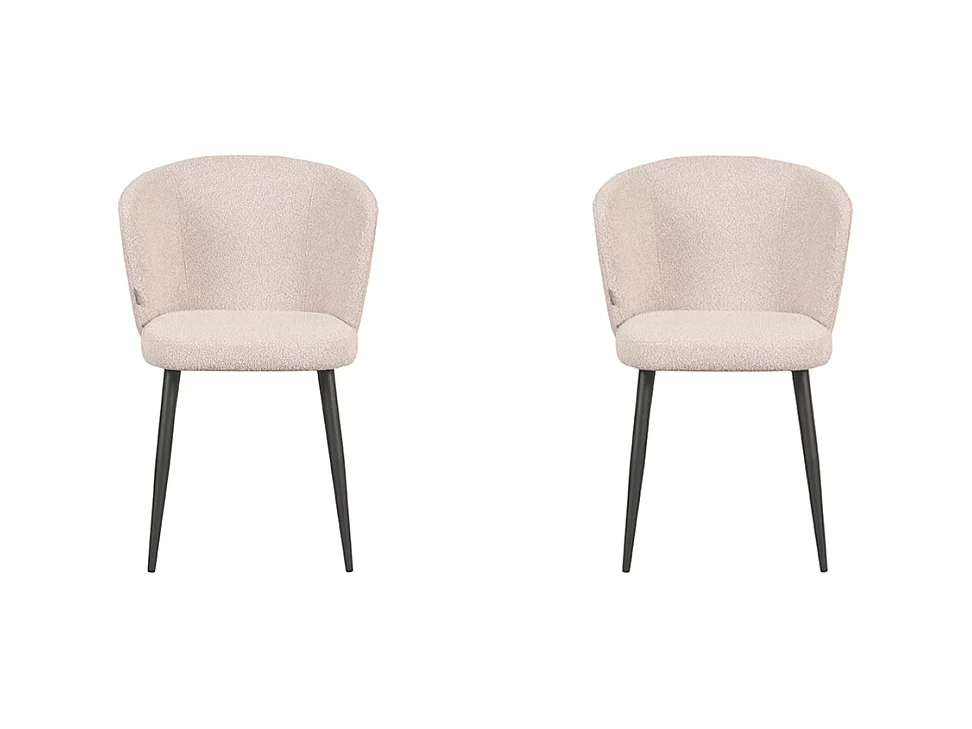 Chaise de salle à manger Wave - Naturel - Boucle - 60x58x85 cm - lot de 2