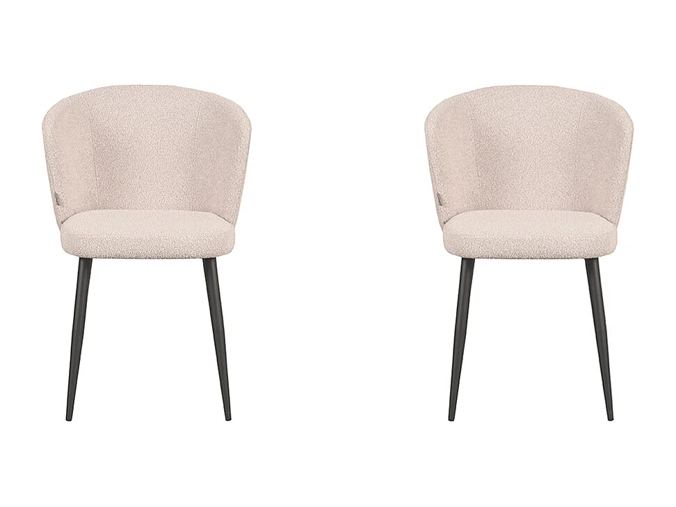 Chaise de salle à manger Wave - Naturel - Boucle - 60x58x85 cm - lot de 2