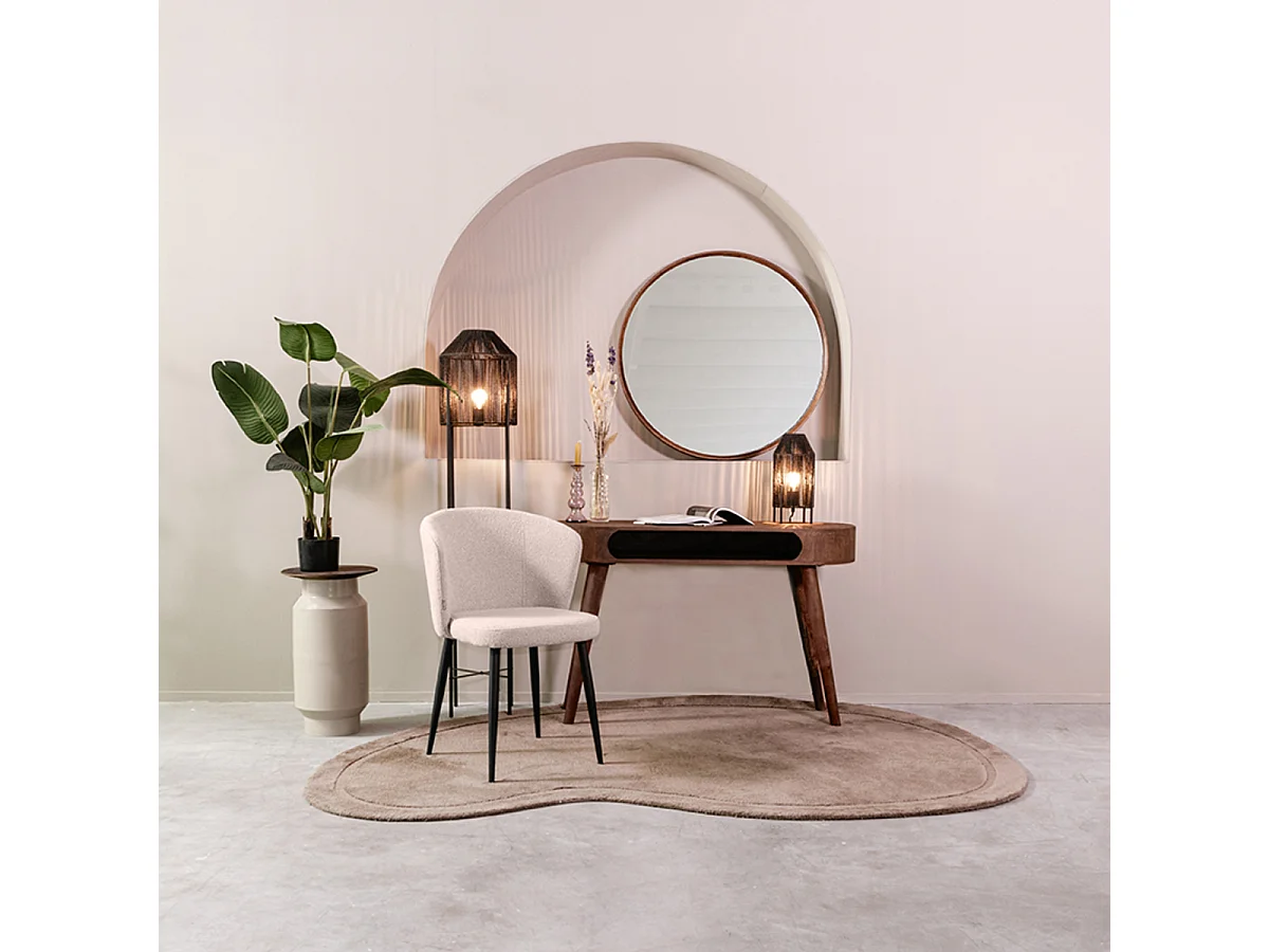 Chaise de salle à manger Wave - Naturel - Boucle - 60x58x85 cm - lot de 2