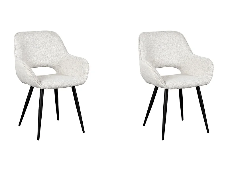 Esszimmerstuhl Fer - Creme - Boucle - 2er-Set