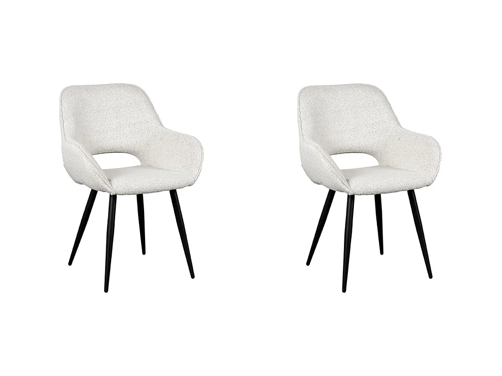 Chaise de salle à manger Fer - Crème - Boucle - lot de 2