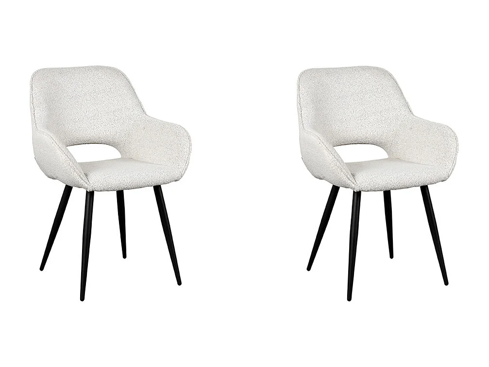 Chaise de salle à manger Fer - Crème - Boucle - lot de 2