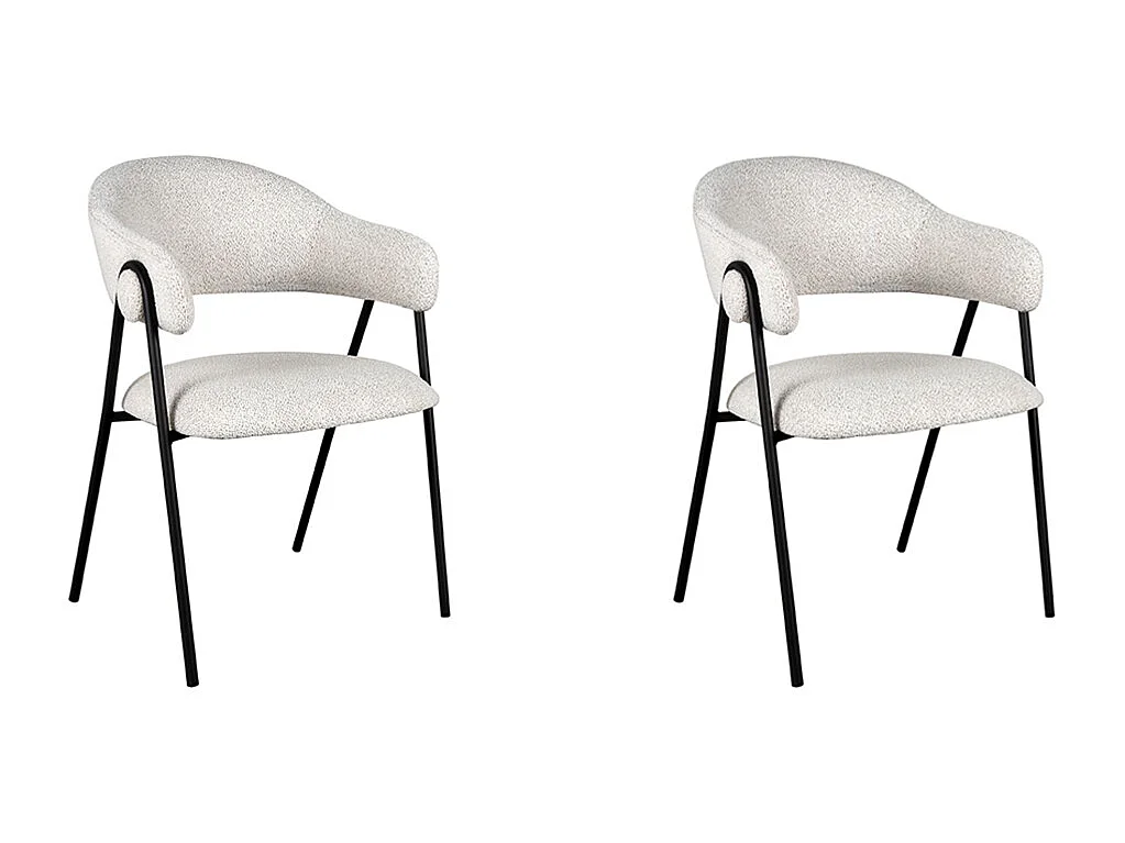 Eetkamerstoel Lowen - 58x60x84 cm - Ecru - Boucle - set van 2