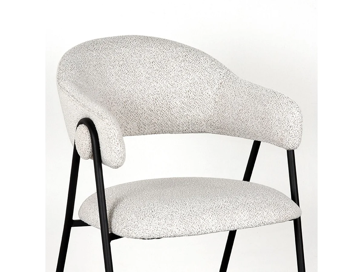 Eetkamerstoel Lowen - 58x60x84 cm - Ecru - Boucle - set van 2