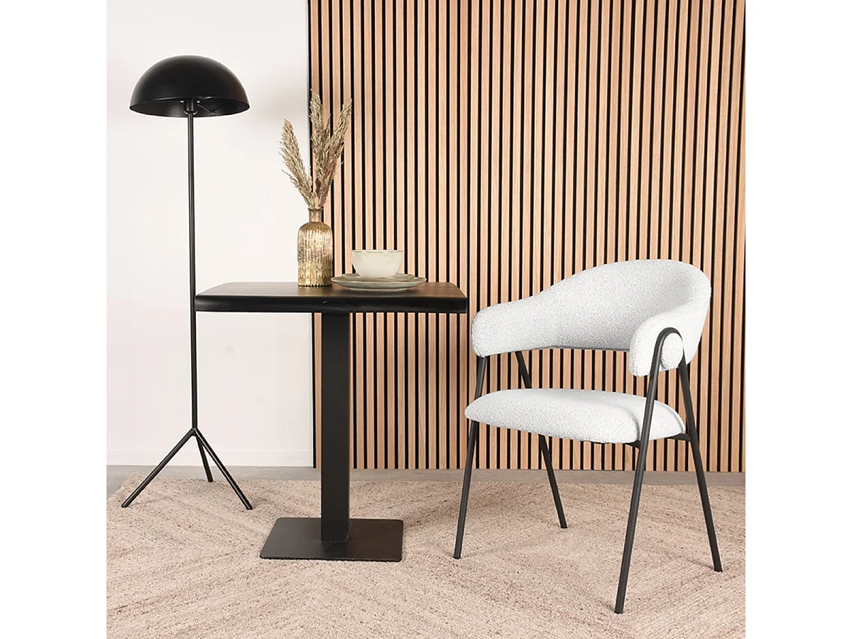 Eetkamerstoel Lowen - 58x60x84 cm - Ecru - Boucle - set van 2