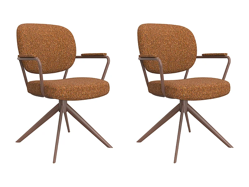 Chaise de salle à manger Basel - Corail - Boucle - lot de 2