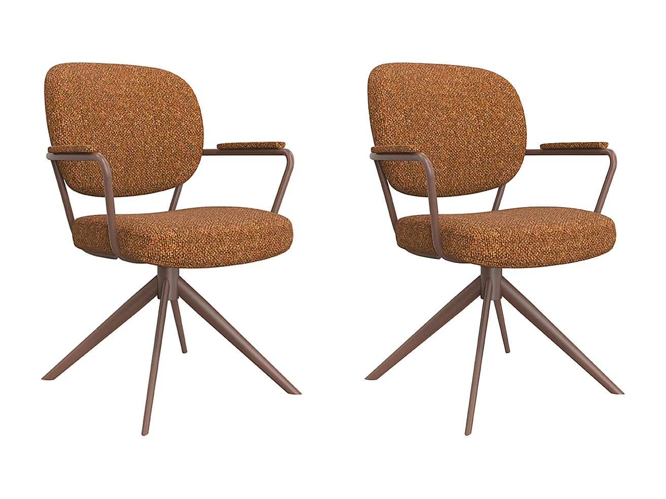 Chaise de salle à manger Basel - Corail - Boucle - lot de 2