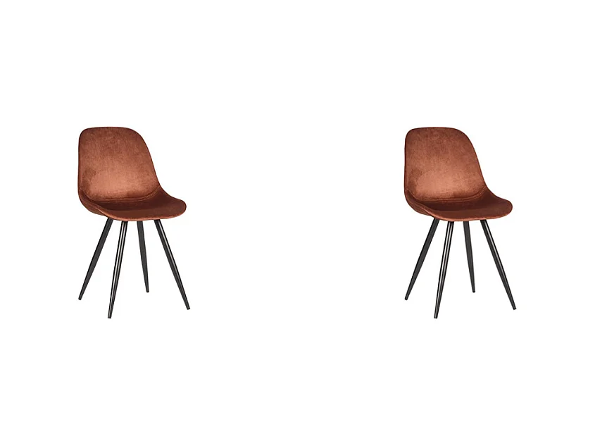 Chaise de salle à manger Capri - Rouille - Velours - Lot de 2