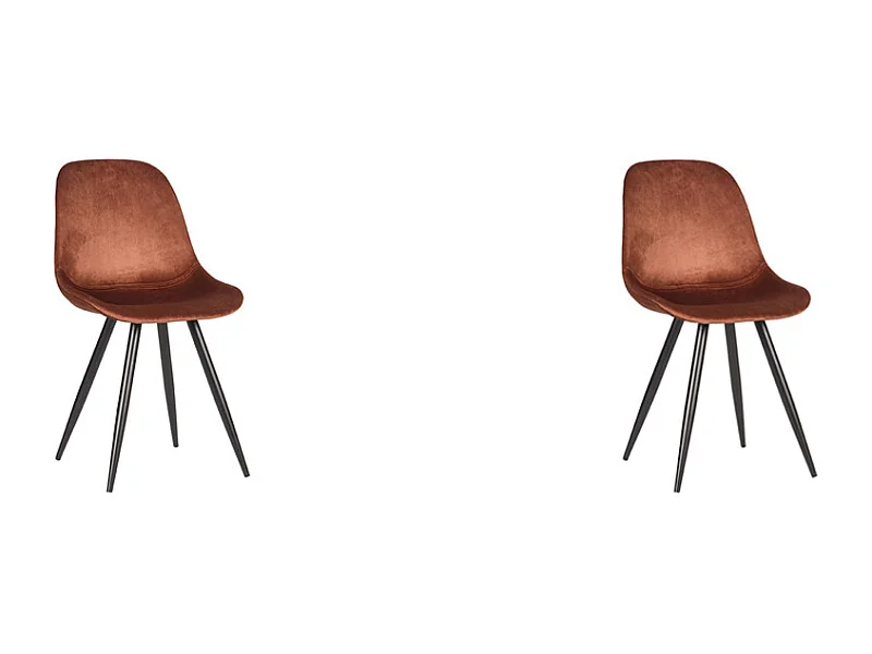Chaise de salle à manger Capri - Rouille - Velours - Lot de 2