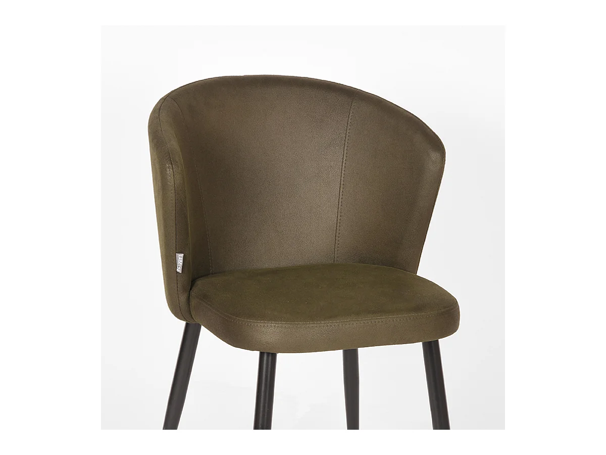 Chaise de salle à manger Wave - Vert armée - Microfibre - Lot de 2