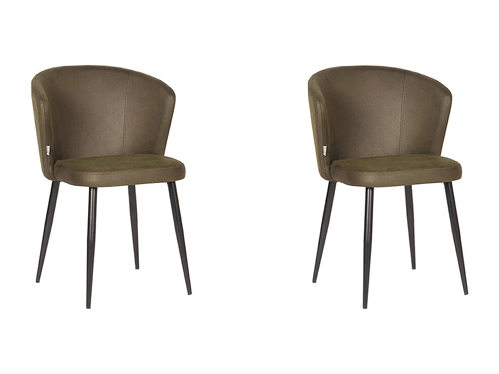 Chaise de salle à manger Wave - Vert armée - Microfibre - Lot de 2