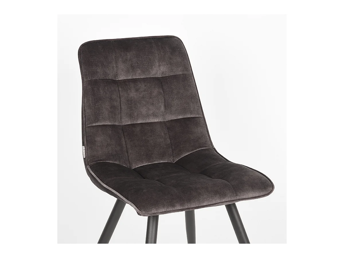 Eetkamerstoel Jelt - Antraciet - Velours - set van 2