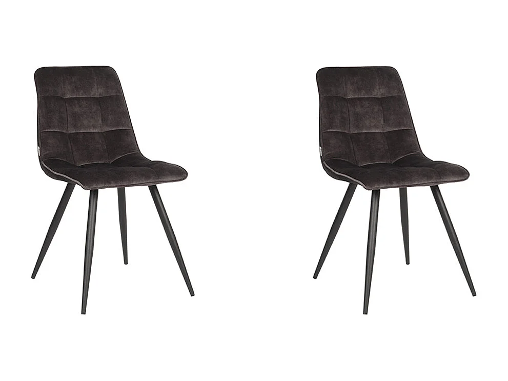 Chaise de salle à manger Jelt - Anthracite - Velours - lot de 2