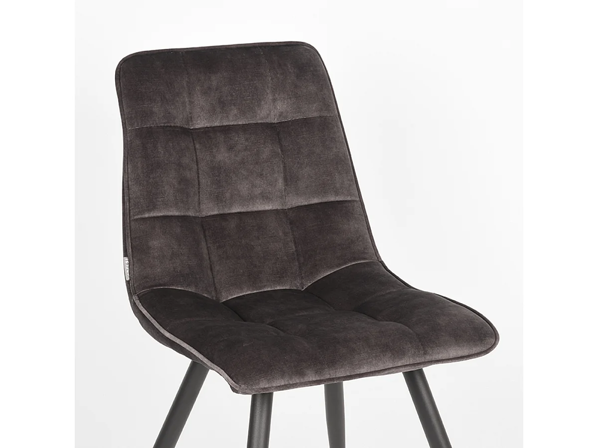 Chaise de salle à manger Jelt - Anthracite - Velours - lot de 2