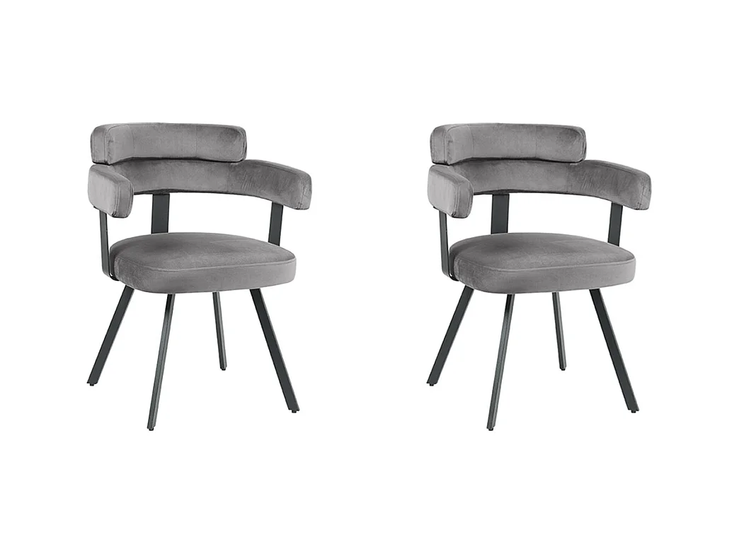 Chaise de salle à manger Bardio - Gris - Velours - Lot de 2