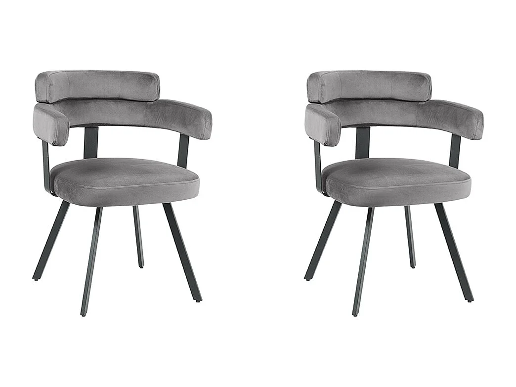 Chaise de salle à manger Bardio - Gris - Velours - Lot de 2