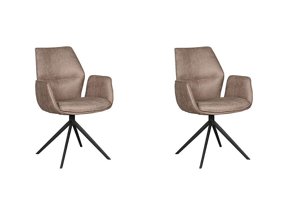Chaise de salle à manger Mellow - Taupe - Micro Suede - 63 x 58 cm - lot de 2