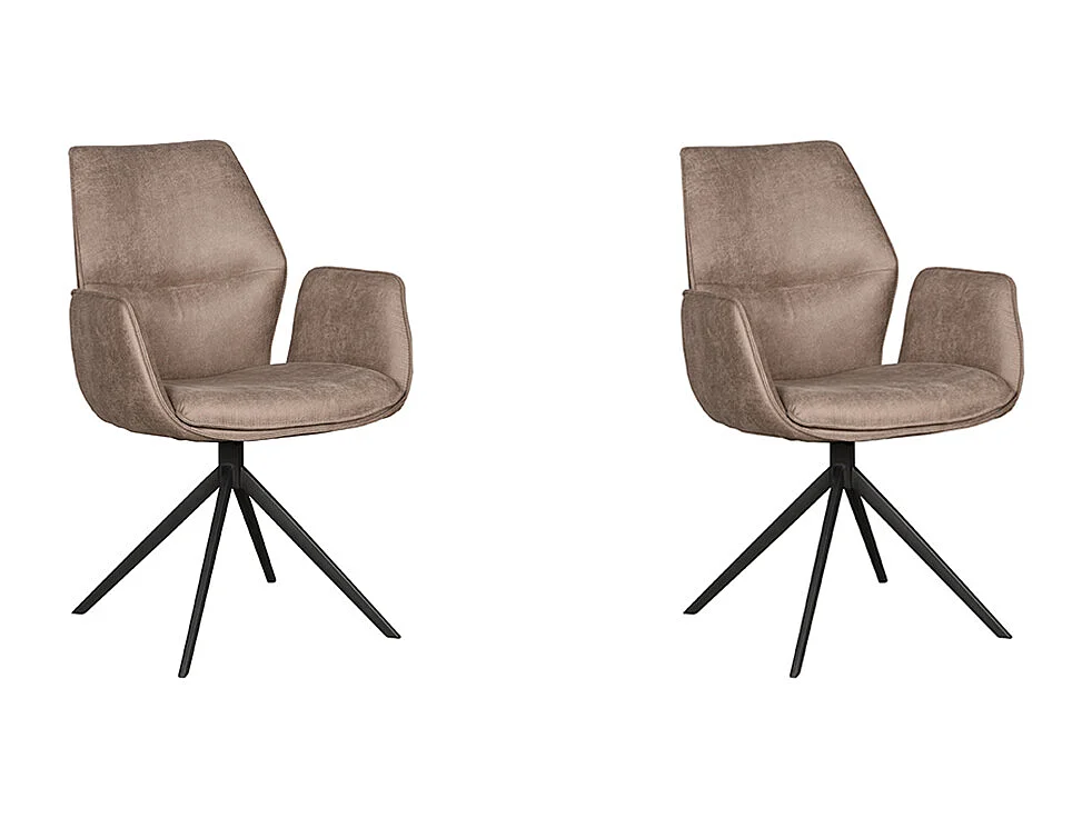 Chaise de salle à manger Mellow - Taupe - Micro Suede - 63 x 58 cm - lot de 2