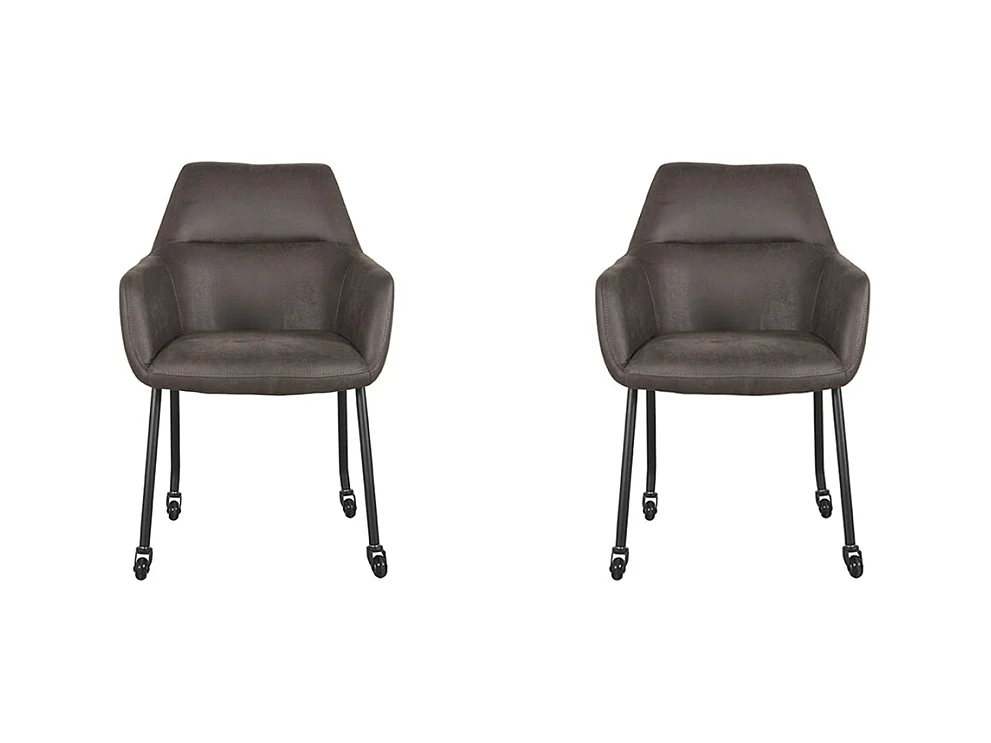 Chaise de salle à manger Lenny - Anthracite - Micro Suede - lot de 2