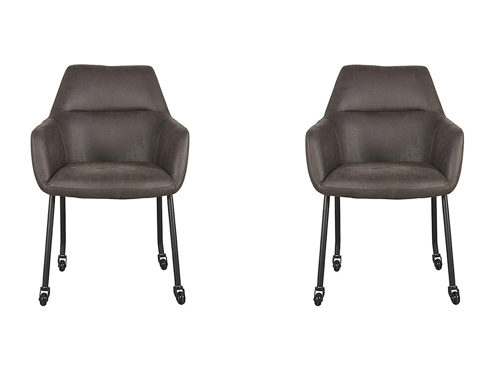 Silla de comedor Lenny - Antracita - Microgamuza - Juego de 2