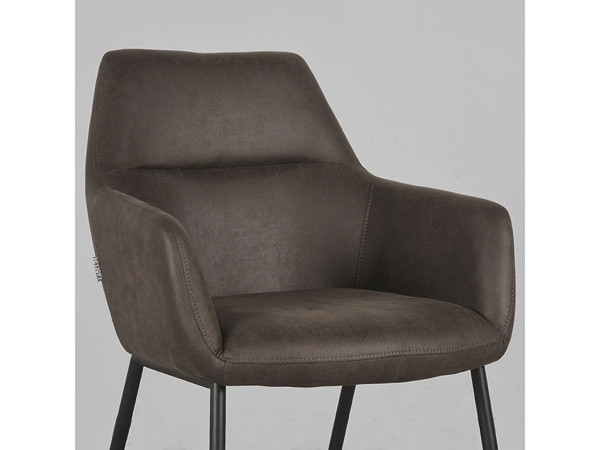 Silla de comedor Lenny - Antracita - Microgamuza - Juego de 2