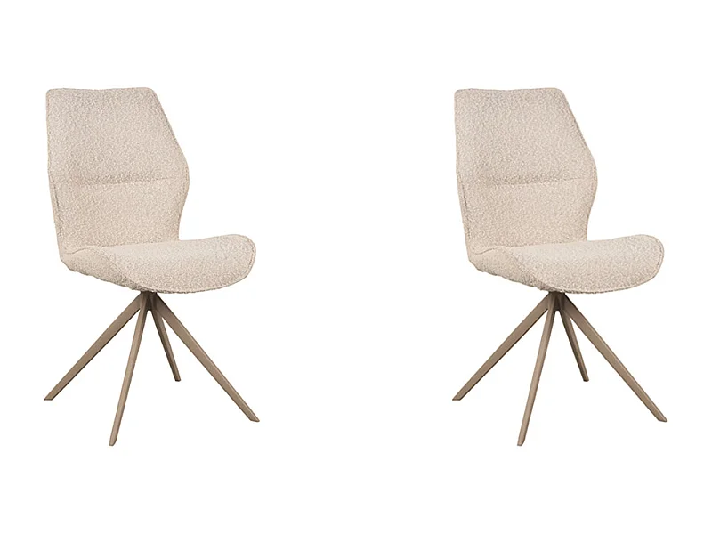 Eetkamerstoel Comfy - Naturel - Boucle - Taupe Onderstel - set van 2