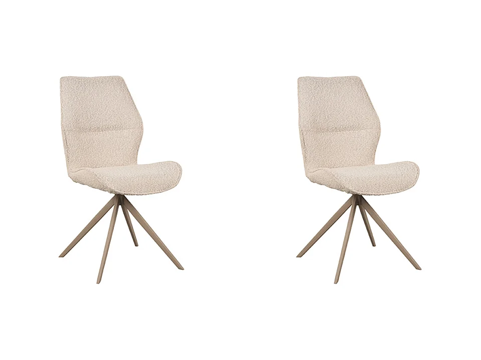 Chaise de salle à manger Comfy - Naturel - Boucle - Base Taupe - lot de 2