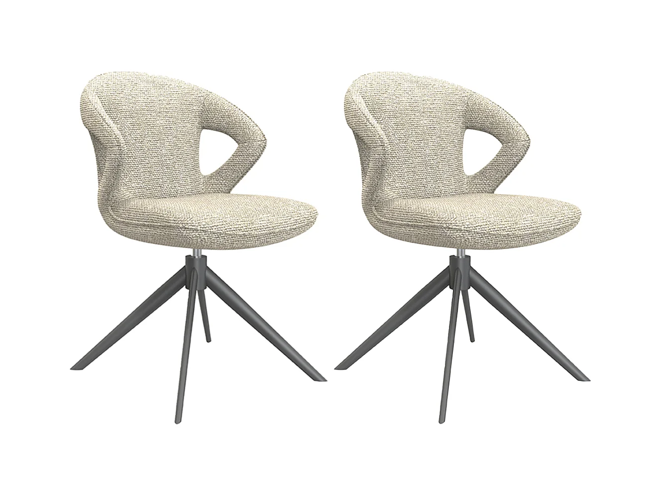 Chaise de salle à manger Zurich - Naturel - Boucle - lot de 2