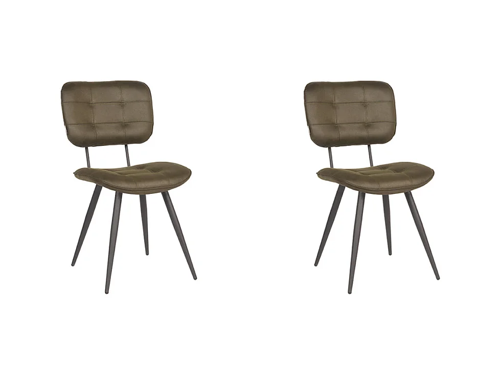 Chaise de salle à manger Gus - Vert armée - Microfibre - lot de 2