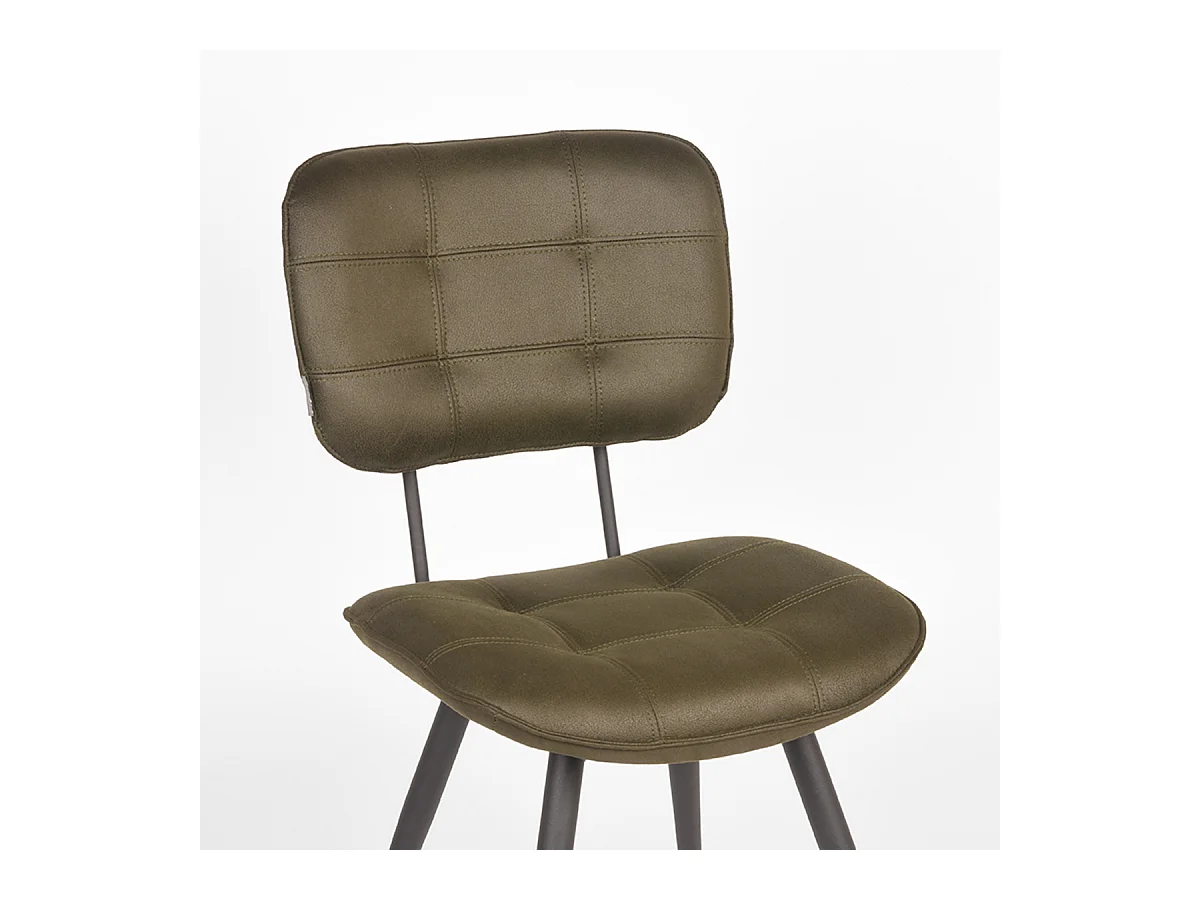 Chaise de salle à manger Gus - Vert armée - Microfibre - lot de 2