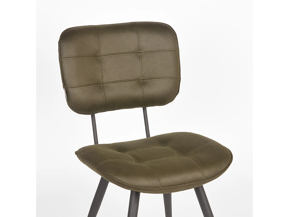 Chaise de salle à manger Gus - Vert armée - Microfibre - lot de 2