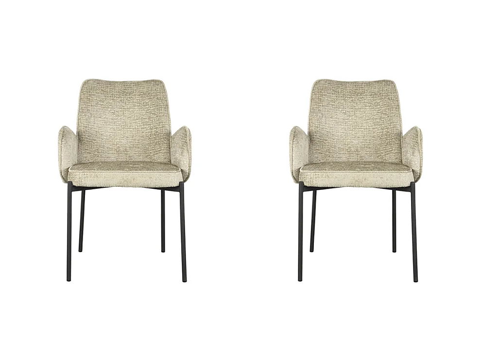 Chaise de salle à manger Joni - Beige - Velours - lot de 2