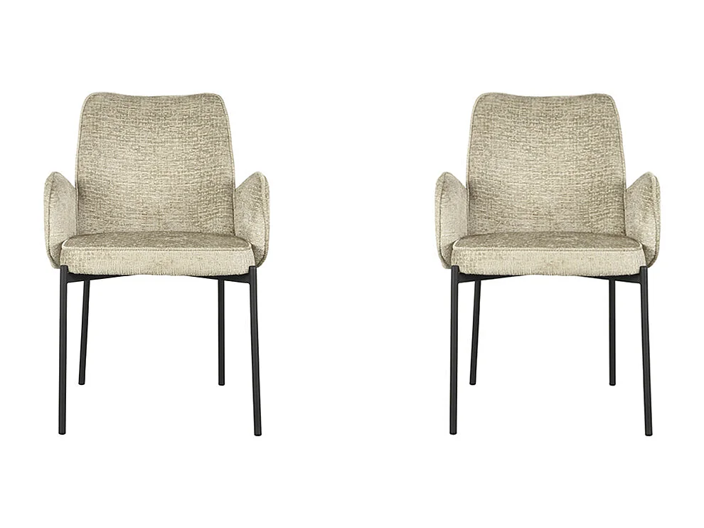 Chaise de salle à manger Joni - Beige - Velours - lot de 2