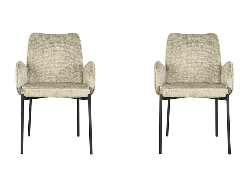 Eetkamerstoel Joni - Beige - Fluweel - set van 2
