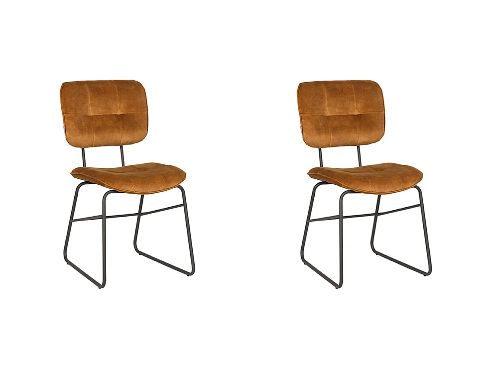 Chaise de salle à manger Dez - Ocre - Velours - lot de 2