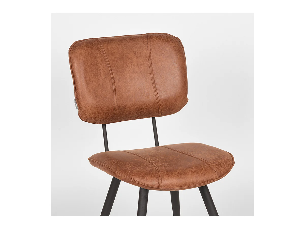 Chaise de salle à manger Fos - Cognac - Cuir - lot de 2
