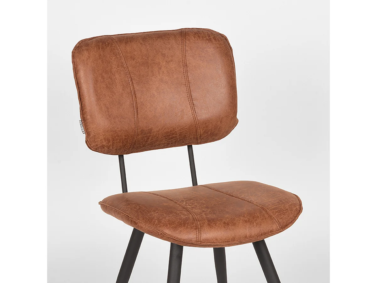 Chaise de salle à manger Fos - Cognac - Cuir - lot de 2