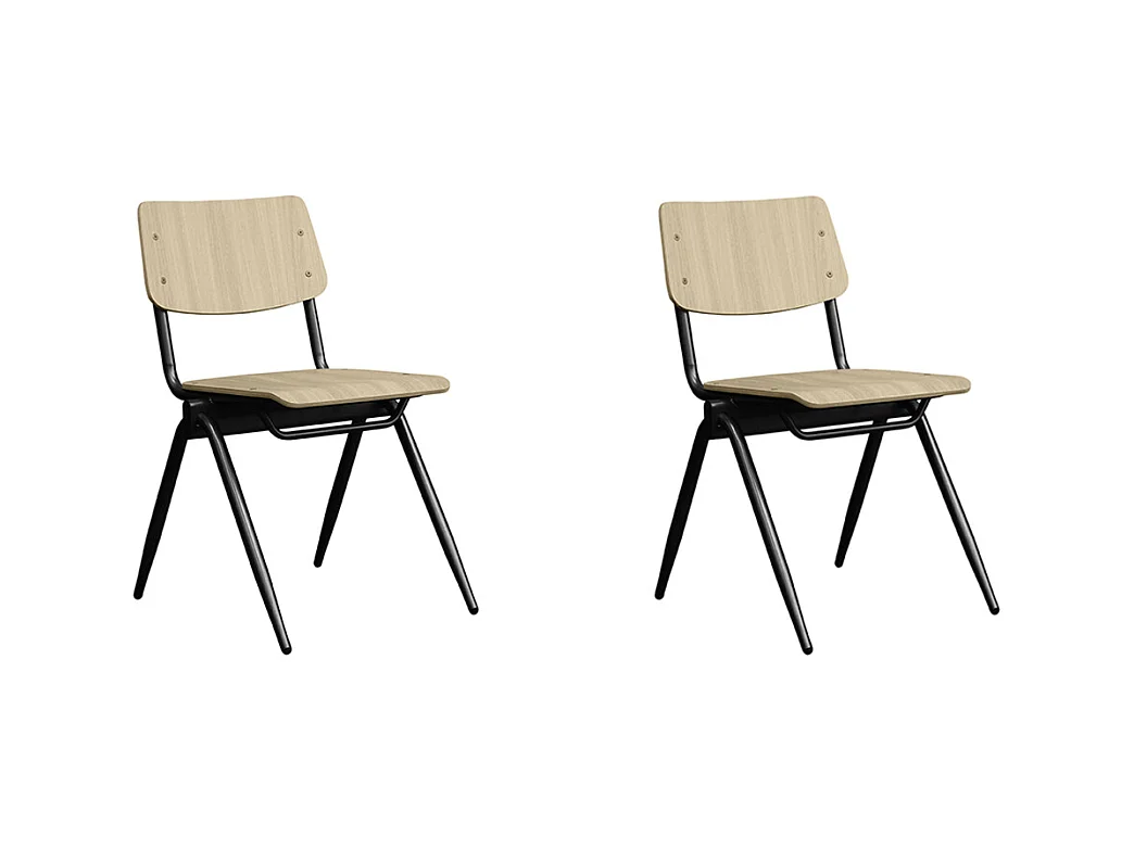 Chaise de salle à manger en bois massif - Naturel - Lot de 2