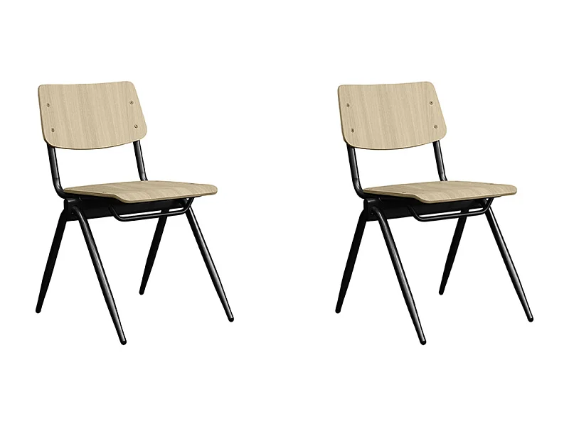 Eetkamerstoel Solid - Naturel - Hout - set van 2