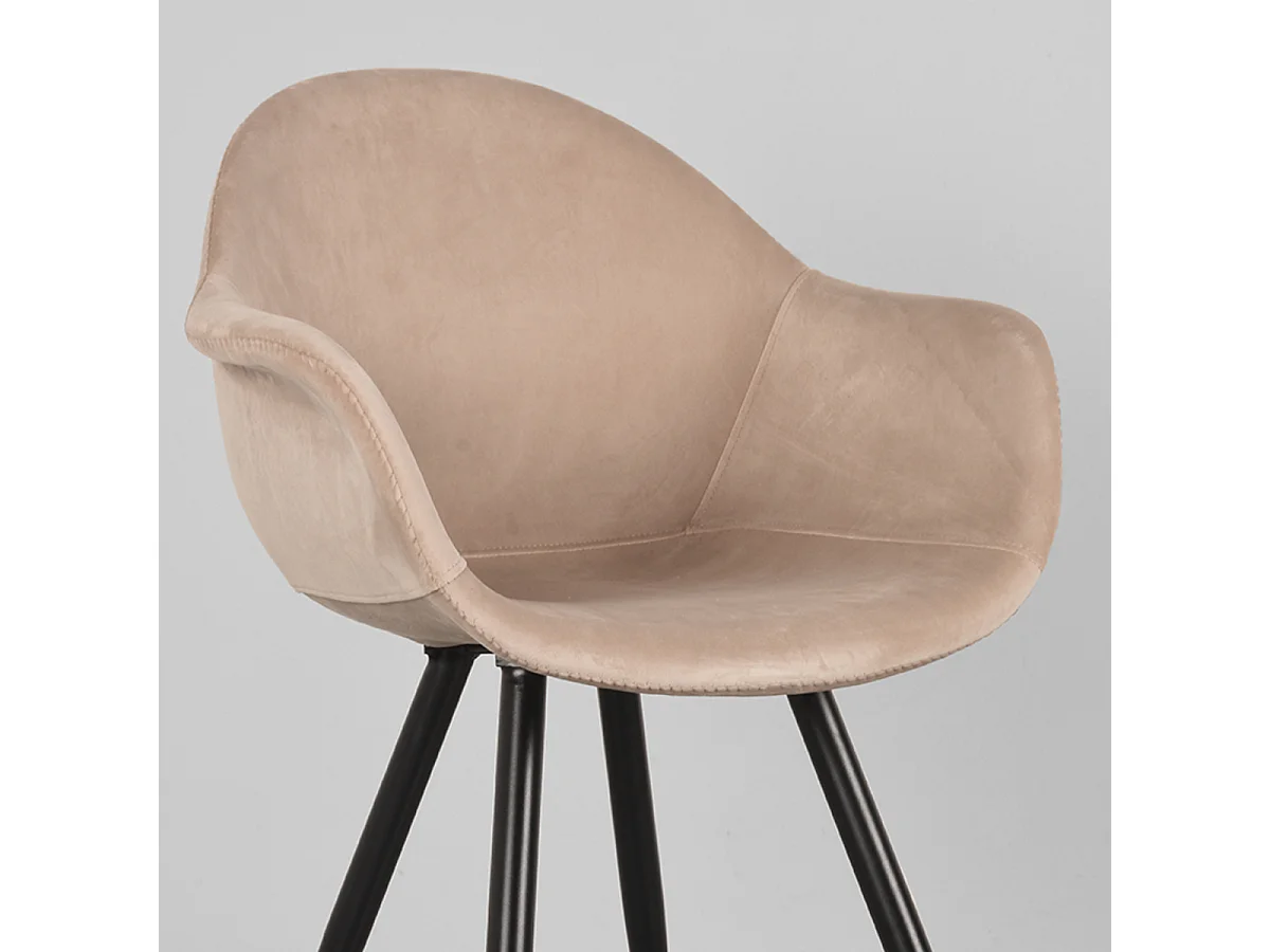 Chaise de salle à manger Forli - Sable - Velours - lot de 2