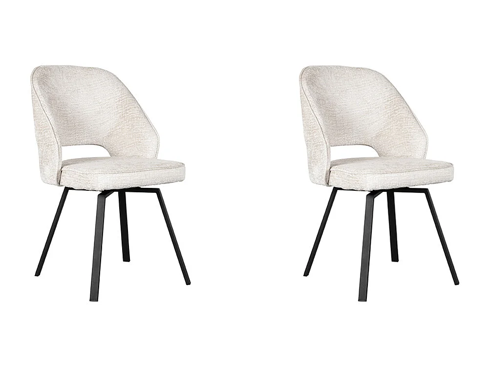 Silla de comedor Lewis - Crema - Terciopelo - 58x52x84 cm - Juego de 2