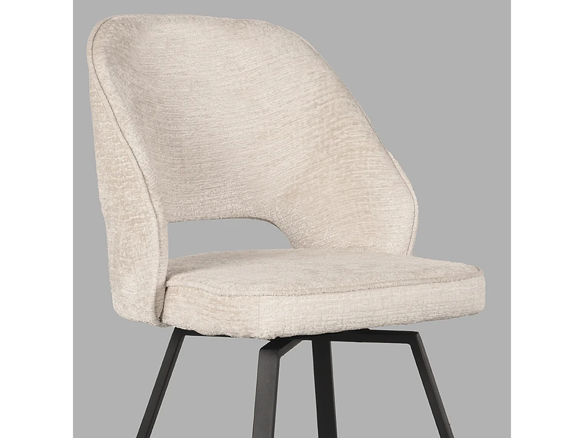 Silla de comedor Lewis - Crema - Terciopelo - 58x52x84 cm - Juego de 2