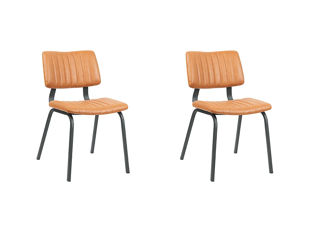 Chaise de salle à manger Gusto - Cognac - Cuir PU - Lot de 2