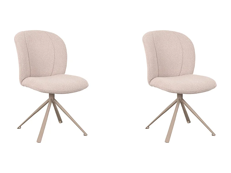 Chaise de salle à manger Kimo - Naturel - Boucle - Base Taupe - lot de 2